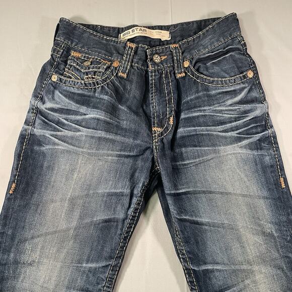 Big Star Jeans voyager loose 001974 denim distressed straight leg men's 34 Reg - Picture 4 of 16